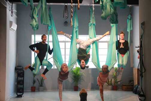 aerial teachers with a different pose at msmchq