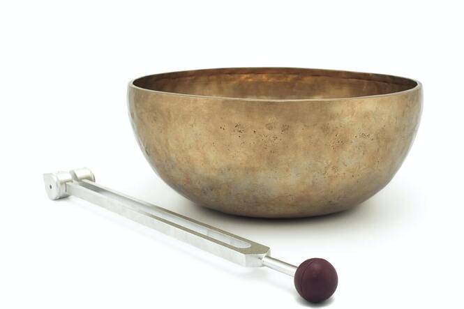 sound therapy tool tuning fork and singing bowl
