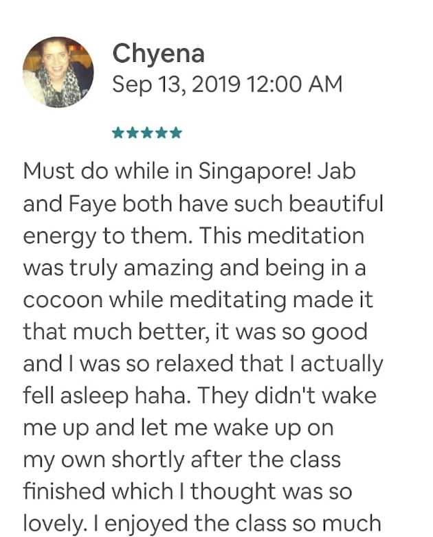 Review of the cocoon nidra in Singapore MSMC